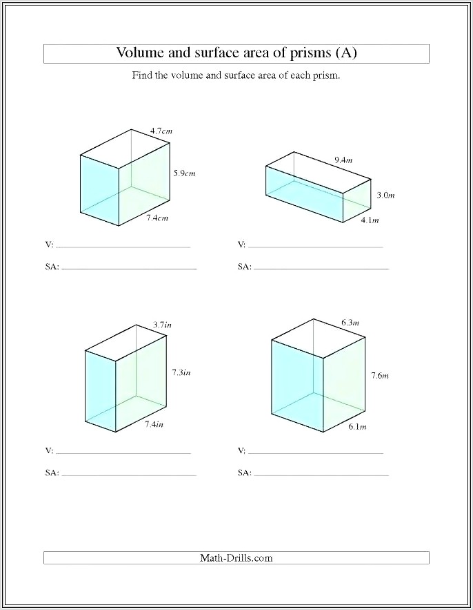 Math Worksheets Grade 5 Volume