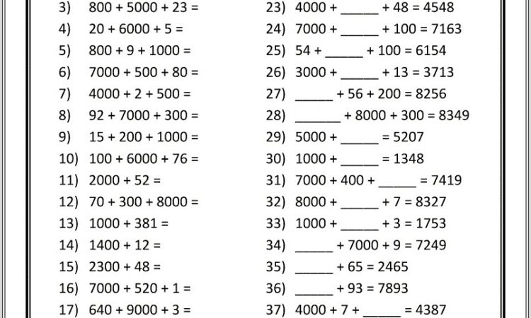 Math Worksheets Grade 6 Place Value