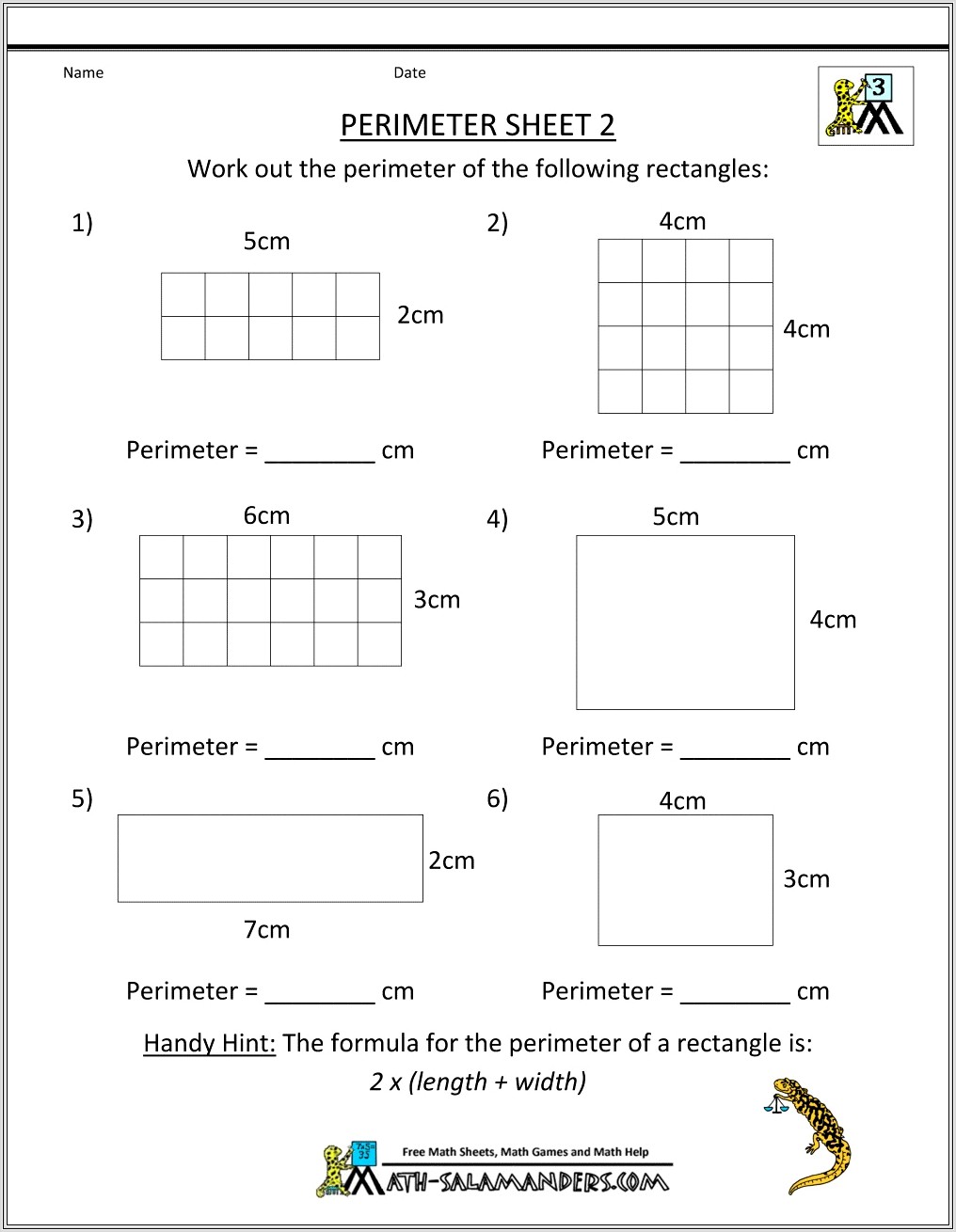 Math Worksheets Grade 7 Area And Perimeter