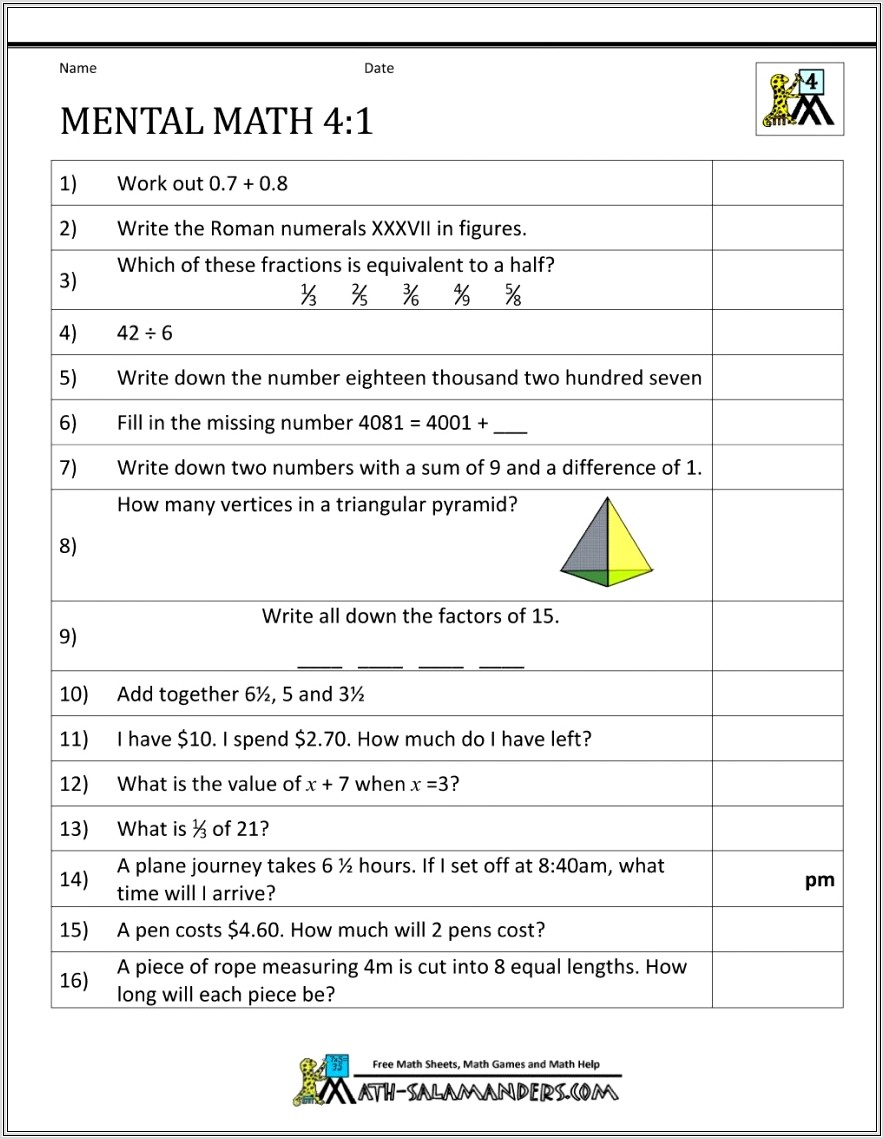 Math Worksheets Grade 7 Square Roots