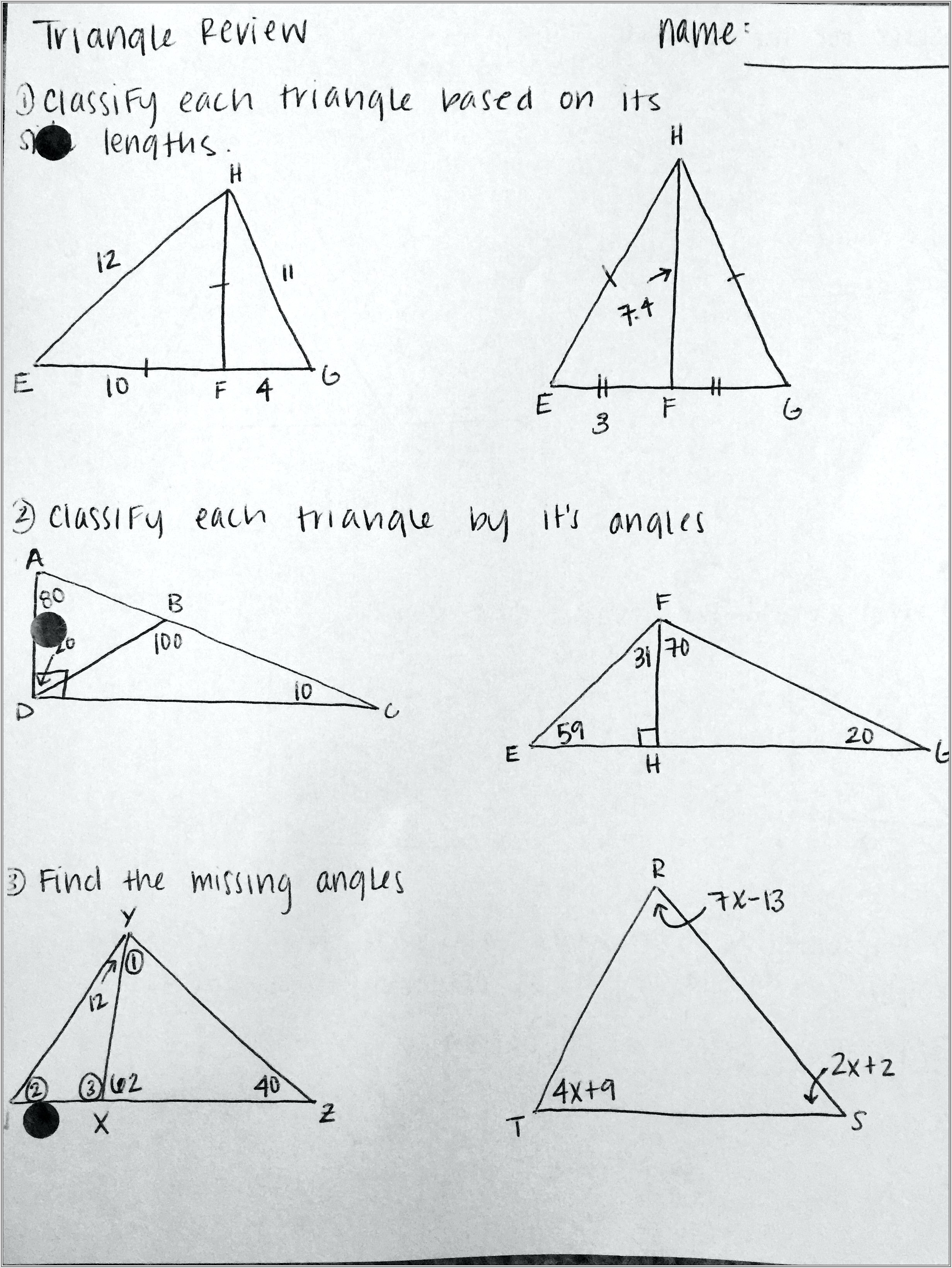 Math Worksheets Grade 7 Triangles