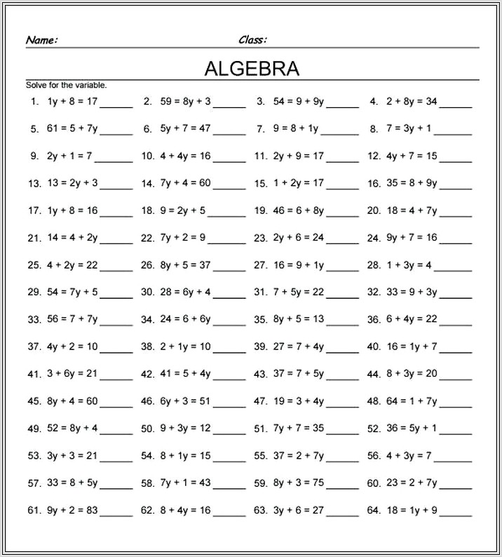 Math Worksheets Grade 7 With Answers
