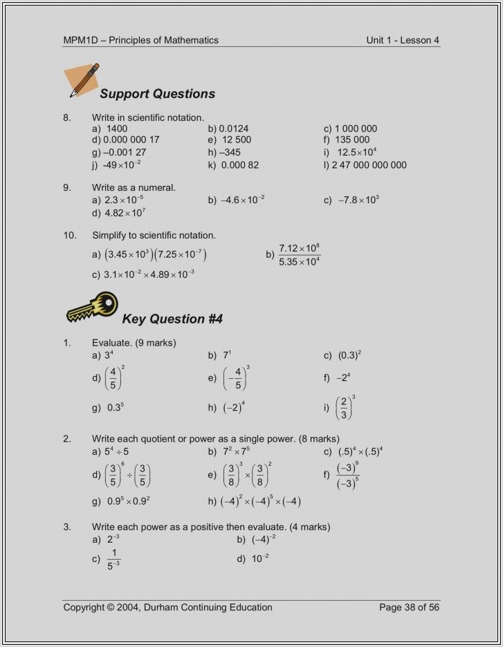 Math Worksheets Grade 9 Academic