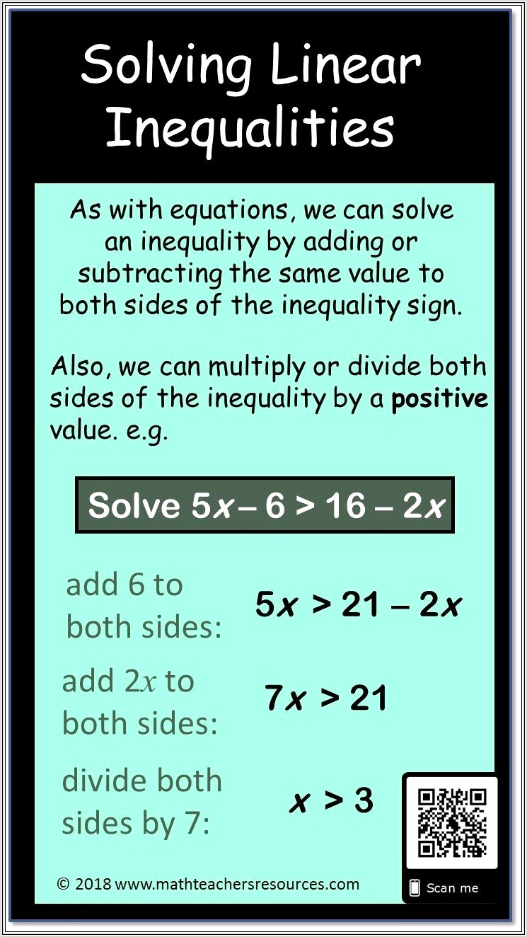 Math Worksheets Linear Inequalities