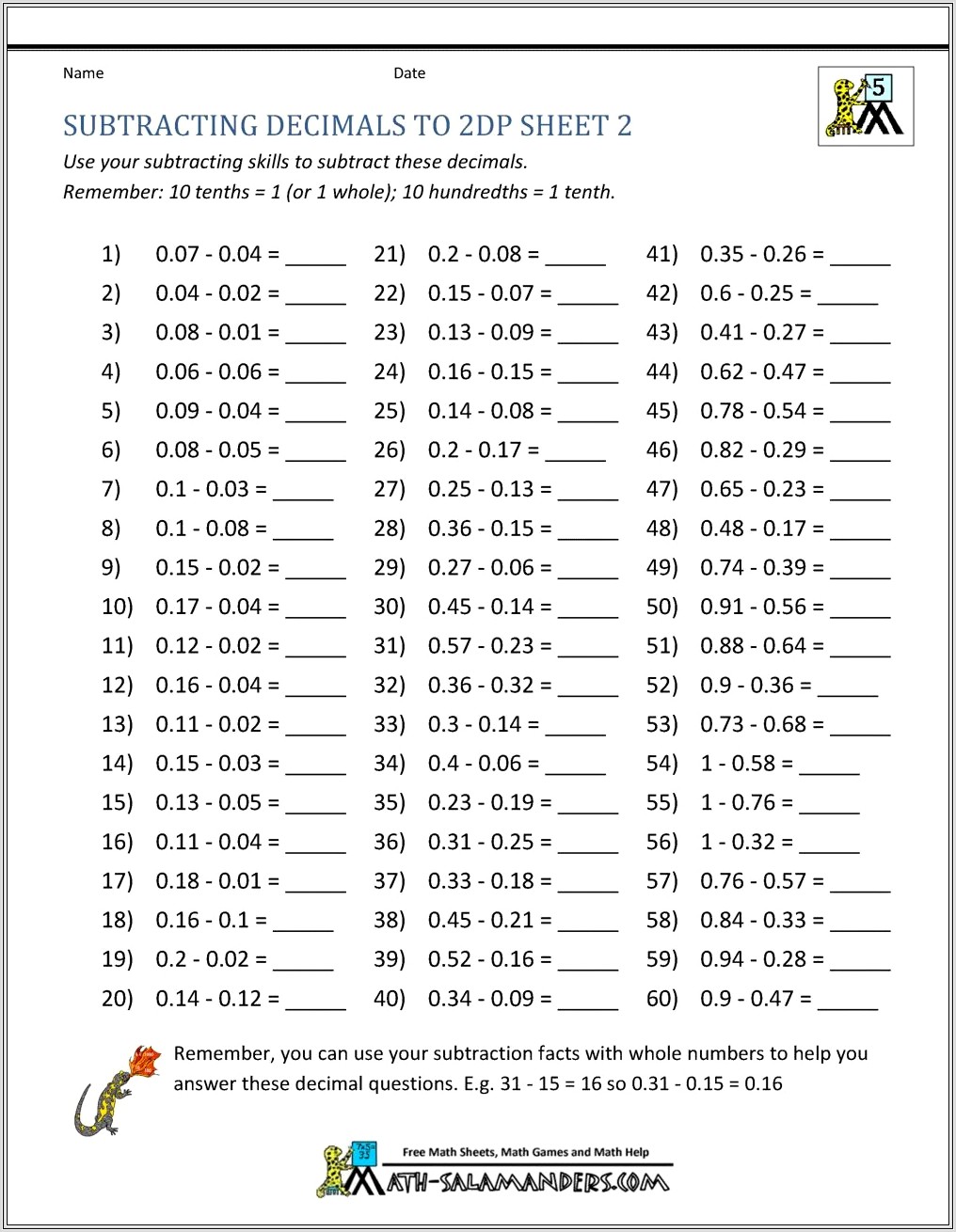Math Worksheets Multiplying Whole Numbers