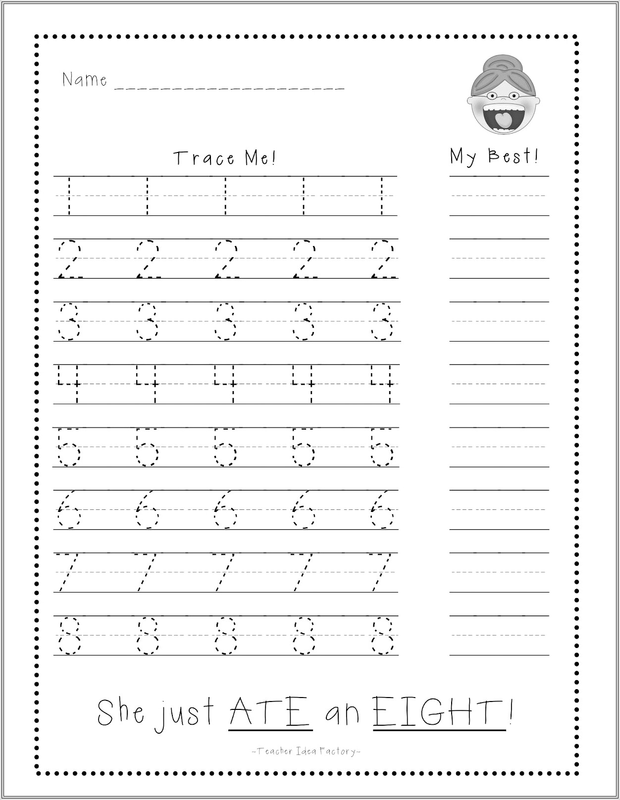 Math Worksheets Recognizing Numbers