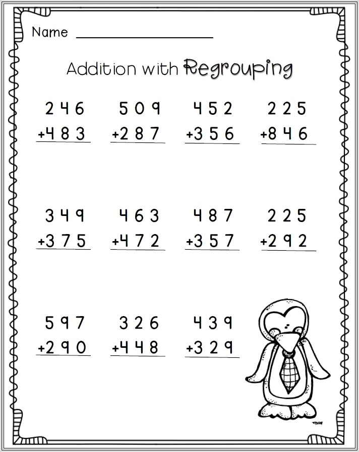 Math Worksheets Second Grade Regrouping