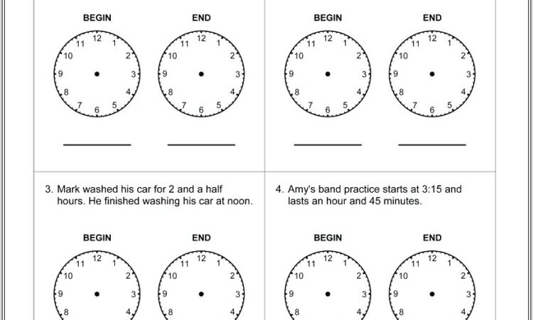 Math Worksheets Telling Time Word Problems