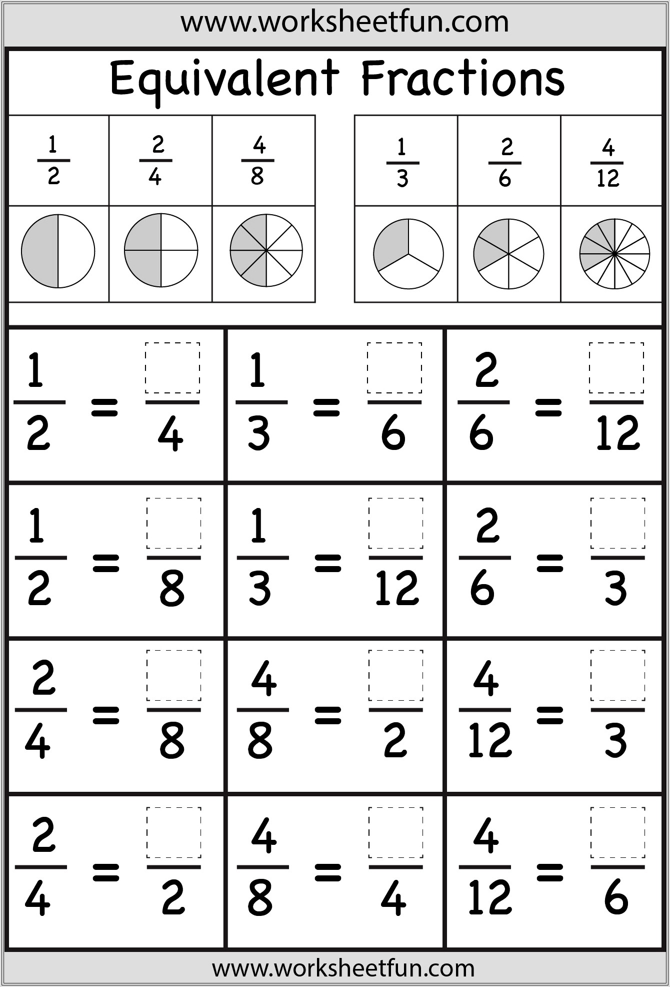 Math Worksheets Third Grade Fractions
