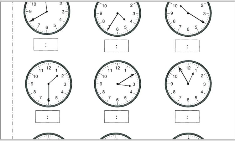 Math Worksheets Time To Five Minutes