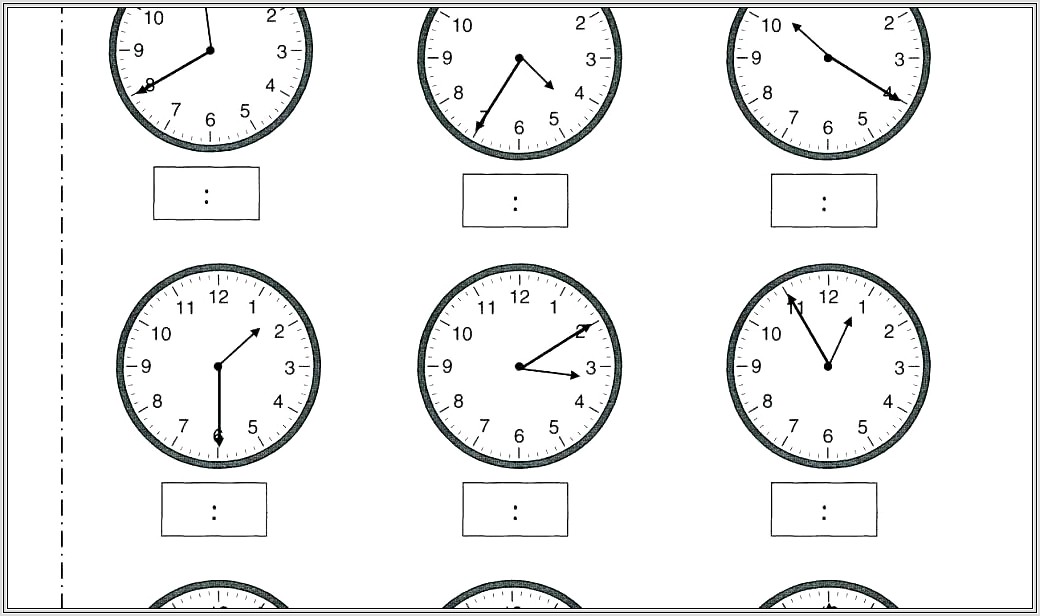 Math Worksheets Time To Five Minutes