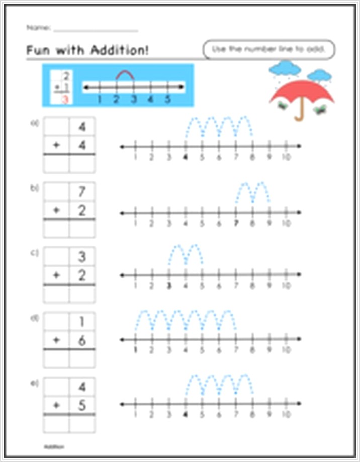 Math Worksheets With Number Lines