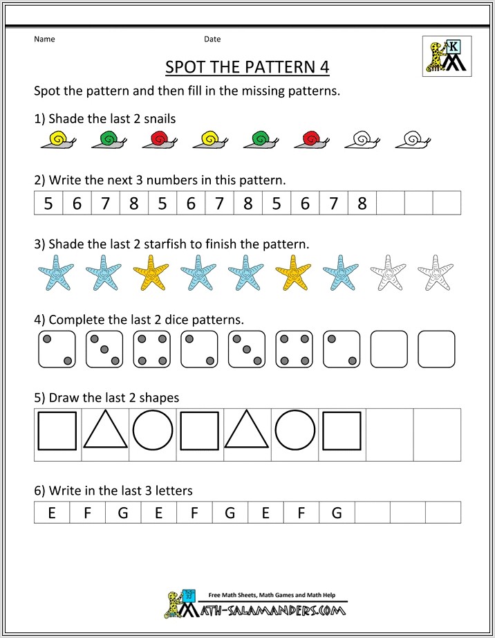 Math Worksheets With Number Patterns