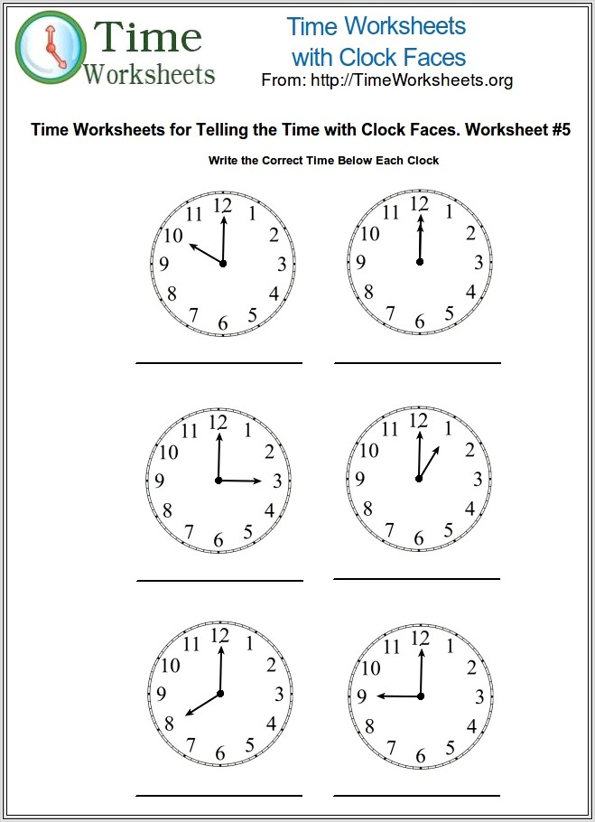 Math Worksheets With Time
