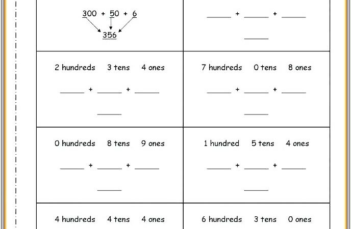 Math Worksheets Word Form Standard Form