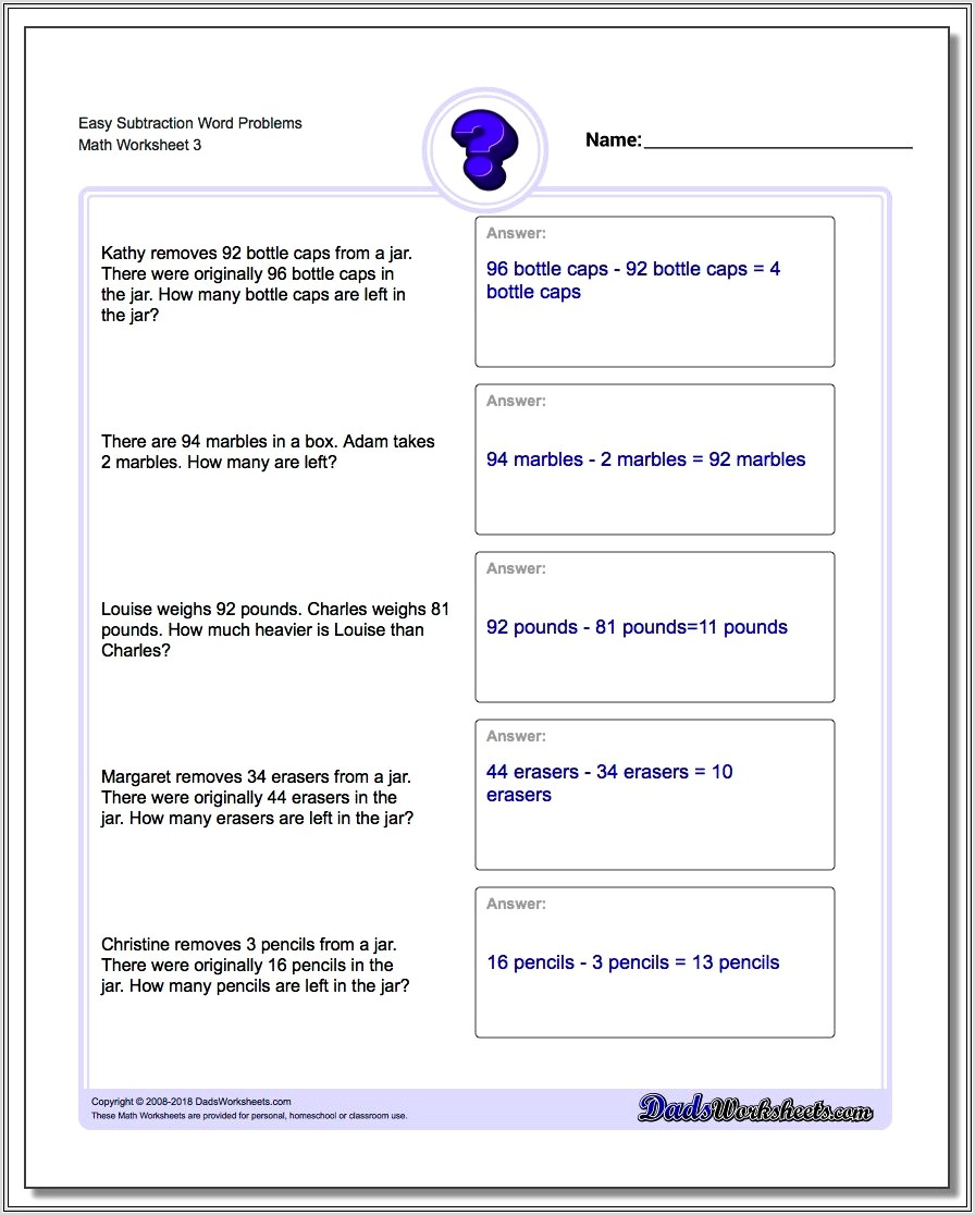 Math Worksheets Word Problems Dadsworksheetscom