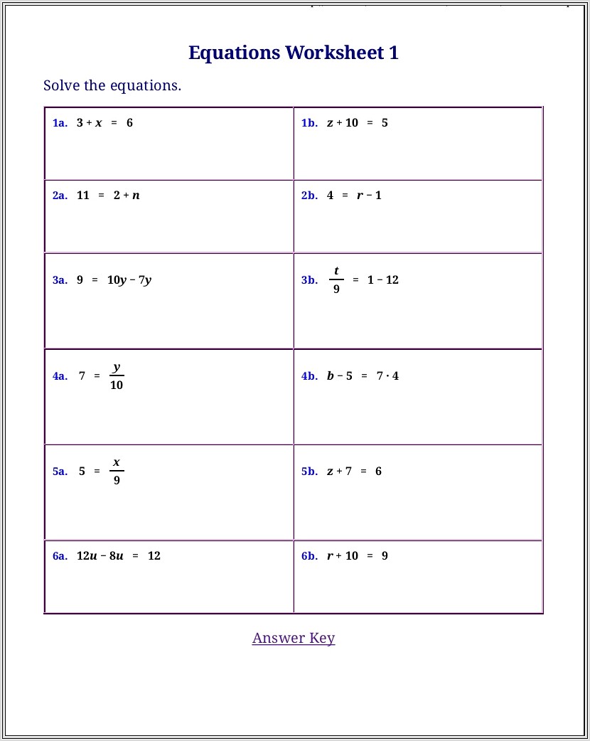 Mathcom Worksheet Generator Algebra
