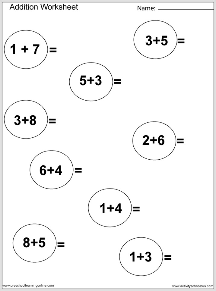 Maths Addition Worksheets For Year 1