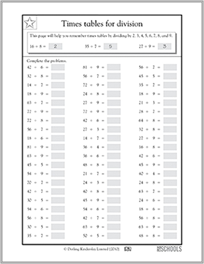 Maths Times Tables Practice Worksheets