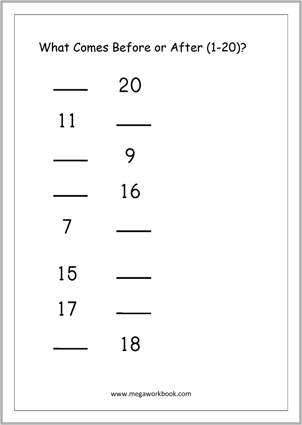 Maths Worksheets Numbers Between