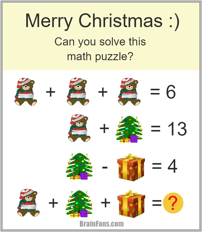 Merry Christmas Math Worksheet