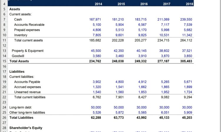 Microsoft Excel Balance Sheet Template