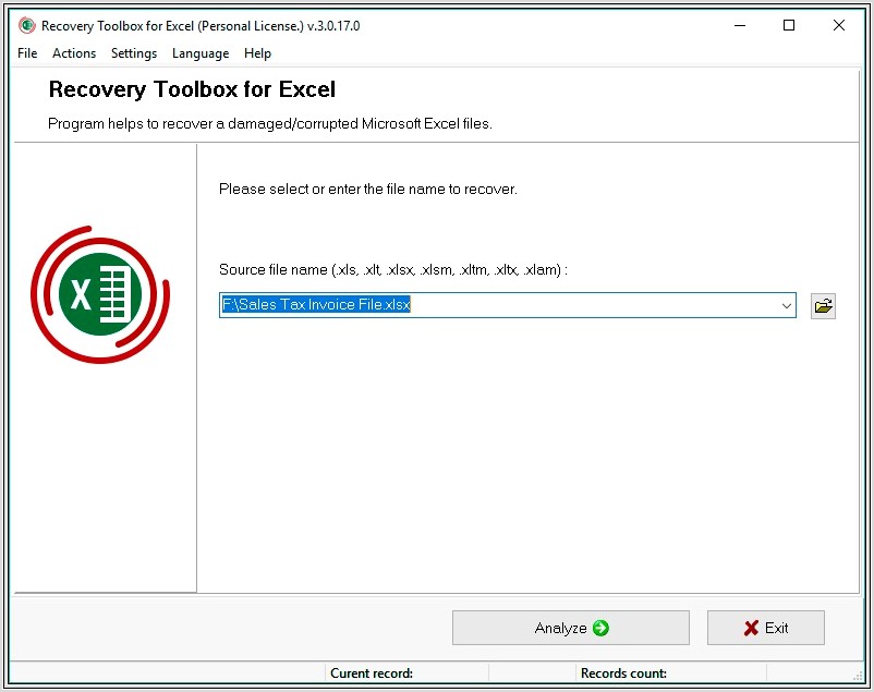 Microsoft Excel Corrupt File Recovery Tool
