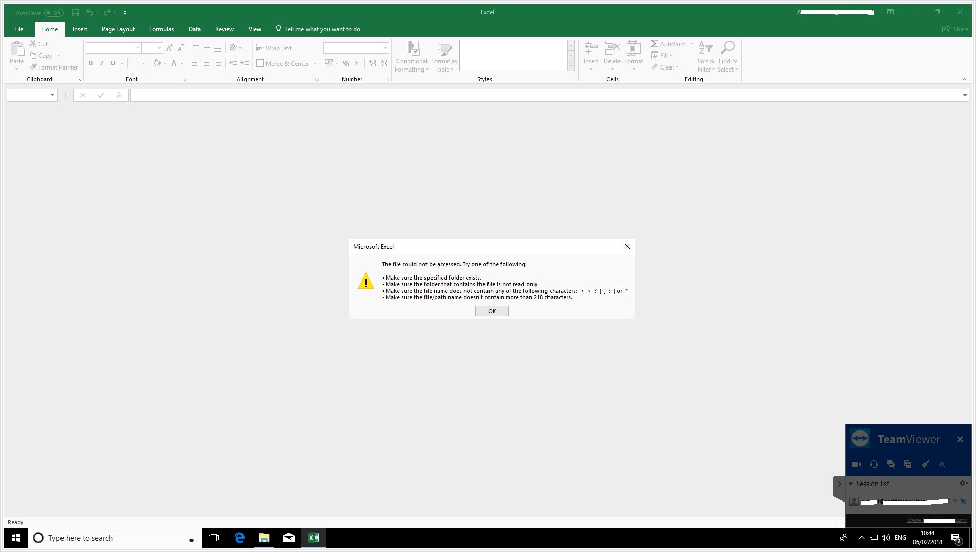 Microsoft Excel File Could Not Be Accessed