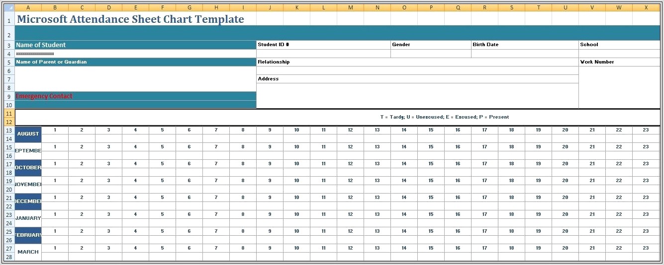 Microsoft Excel Templates For Attendance