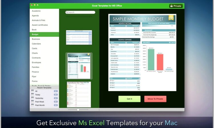 Microsoft Excel Templates For Mac