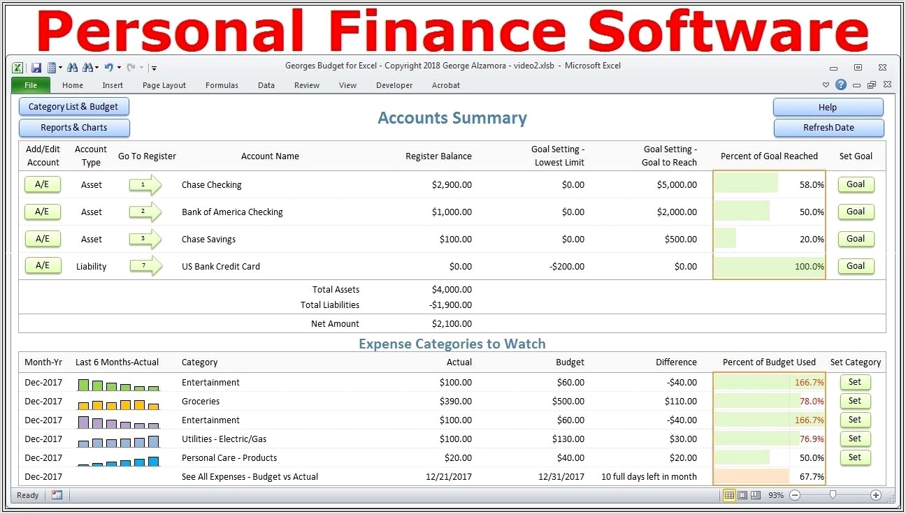 Microsoft Excel Templates For Personal Finance
