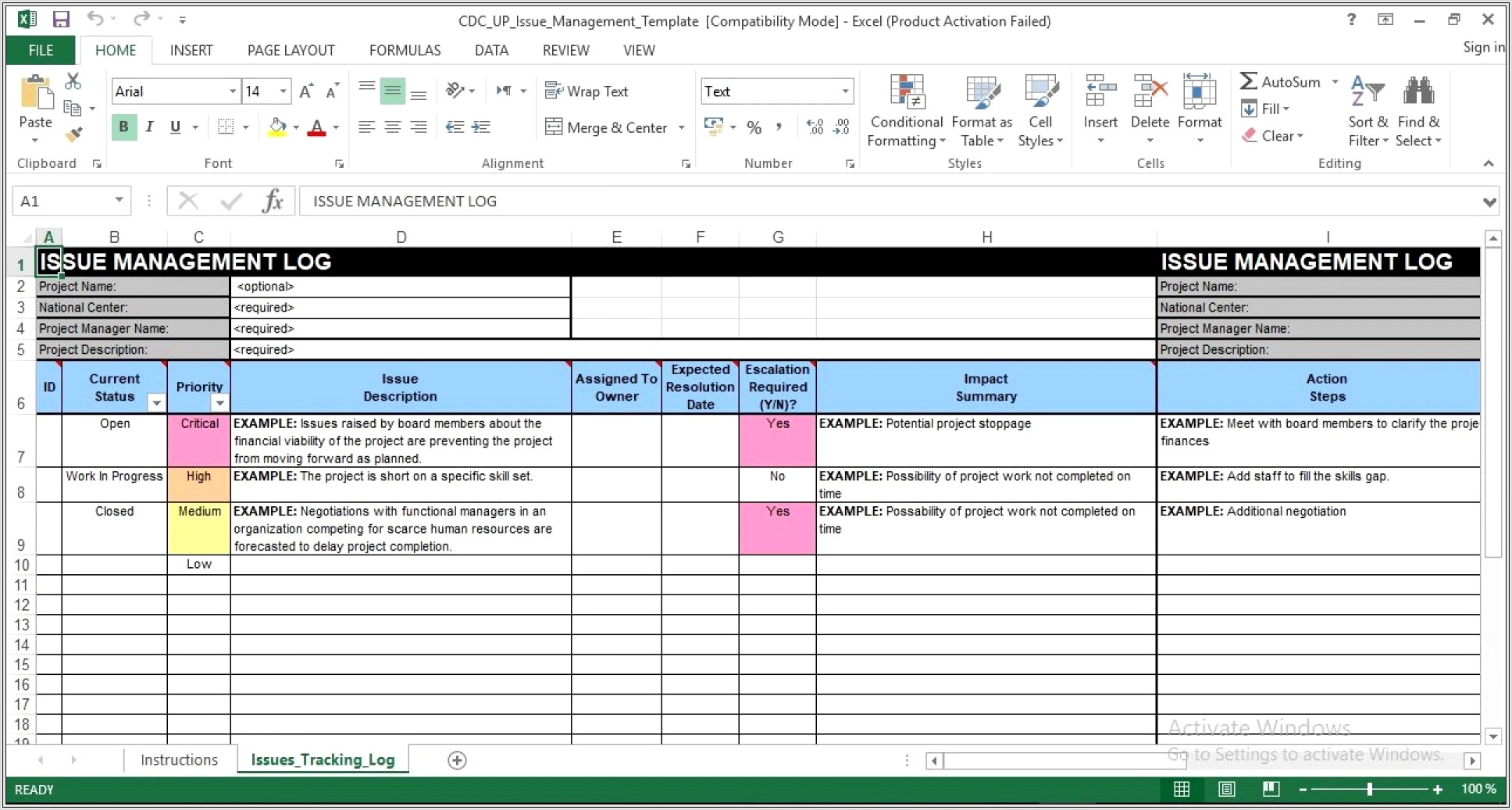 Microsoft Excel Templates For Project Management
