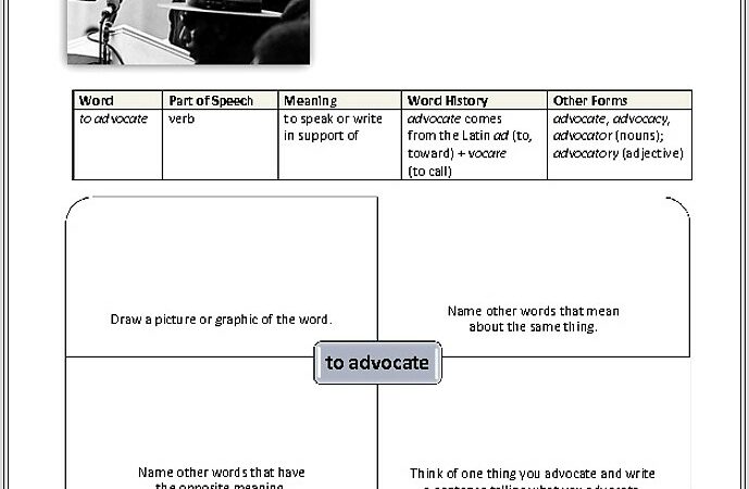 Middle School Vocabulary Worksheet