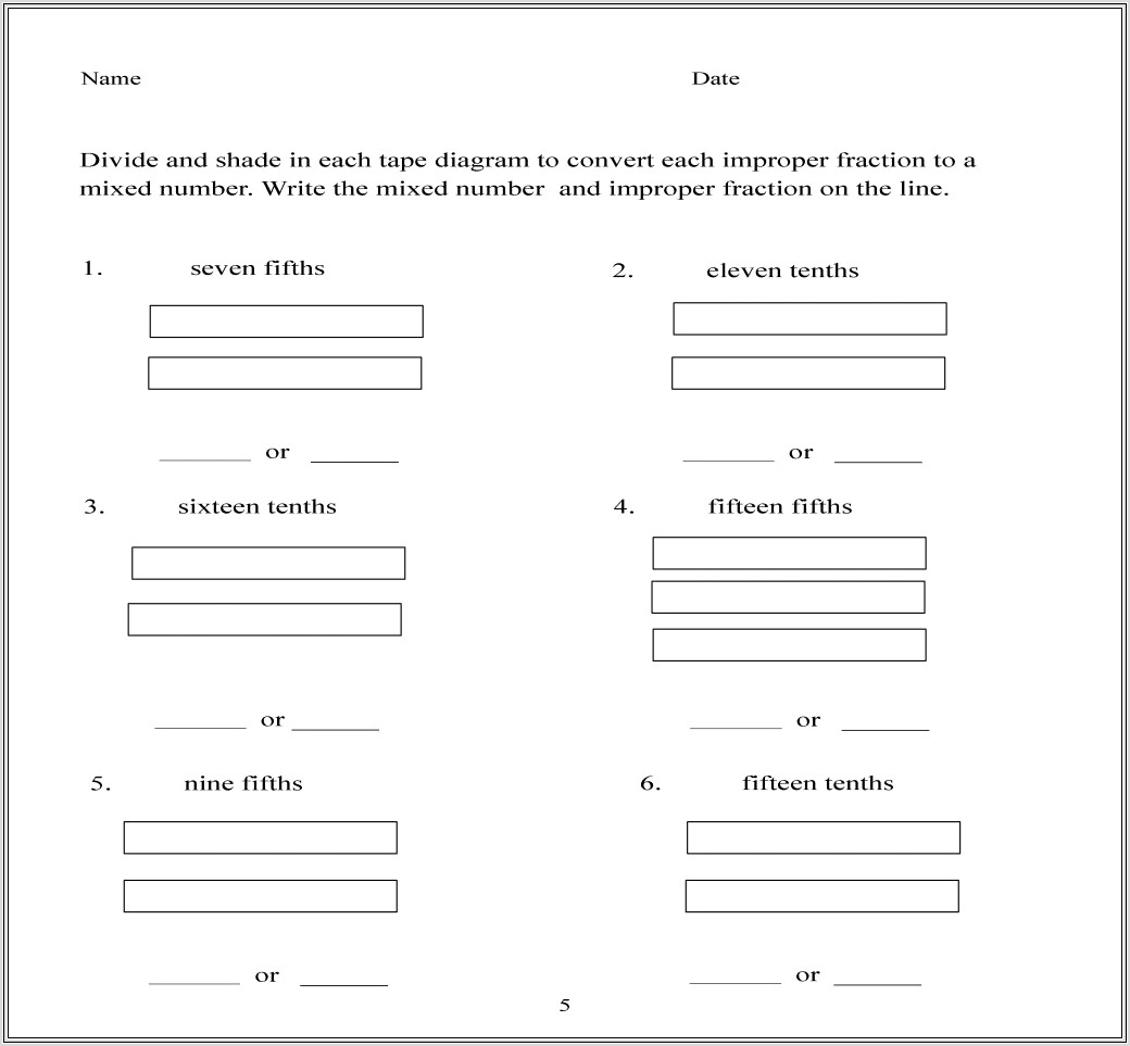 Mixed Number Conversion Worksheet