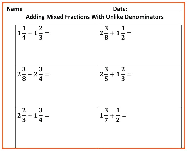 Mixed Number Fractions Worksheets Ks2