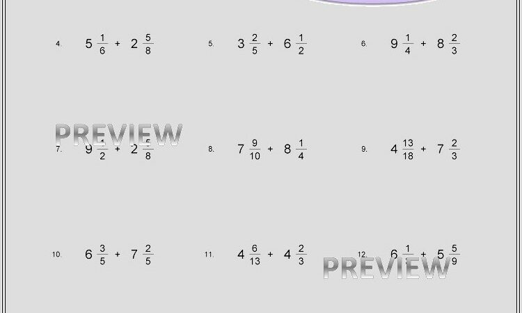 Mixed Numbers With Like Denominators Worksheet