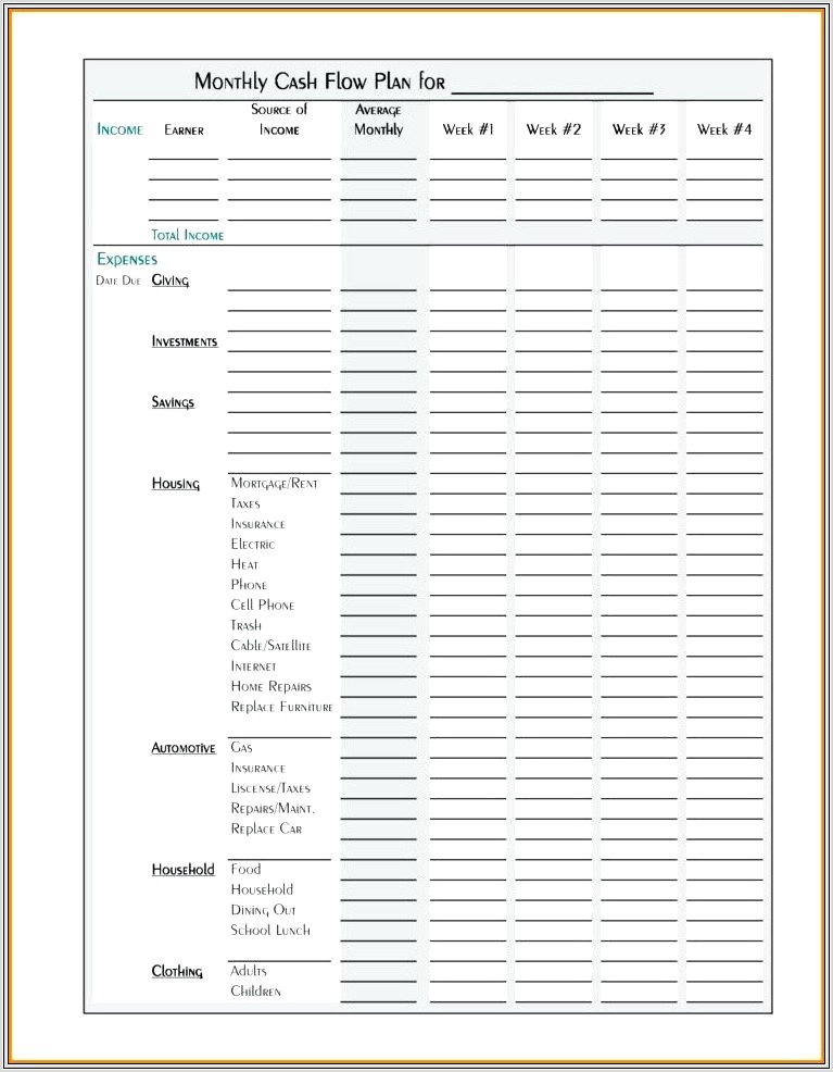 Monthly Budget Worksheet With Due Dates