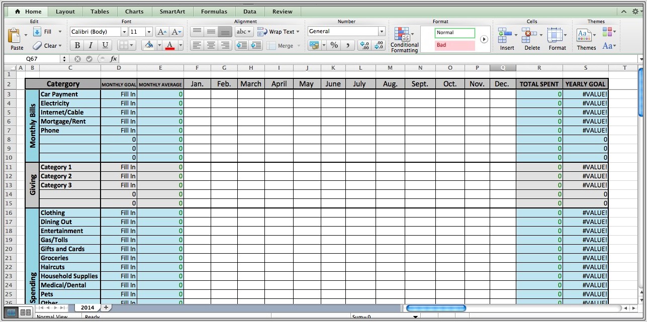 Monthly Home Budget Worksheet Template Excel