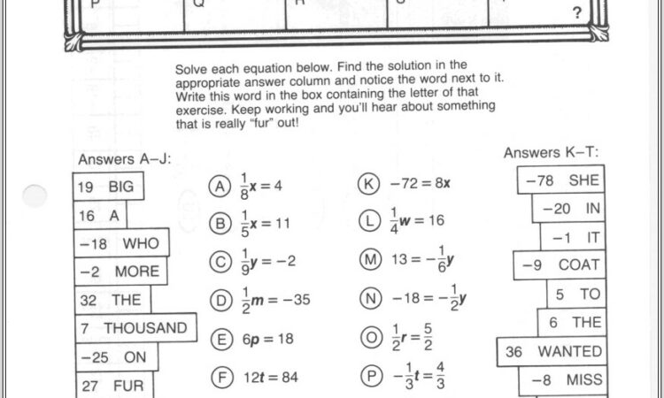 Moving Words Math Worksheet