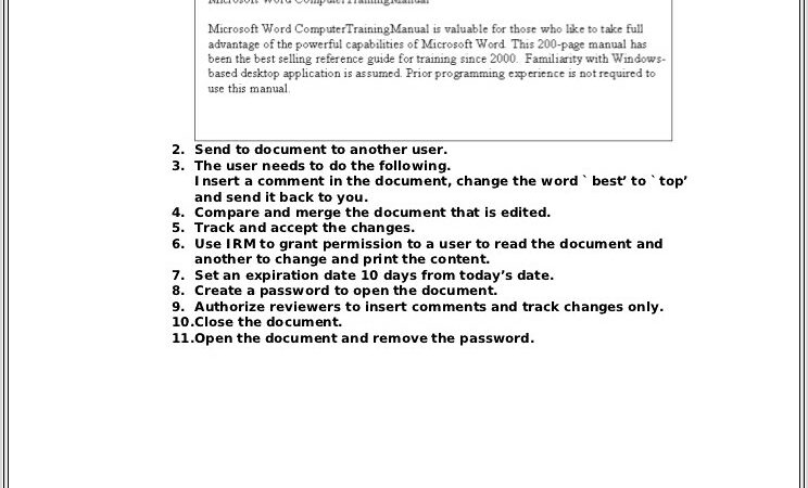 Ms Word Worksheets For Students