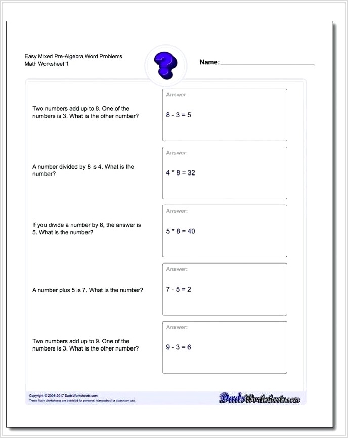 Multi Step Math Word Problems Worksheet