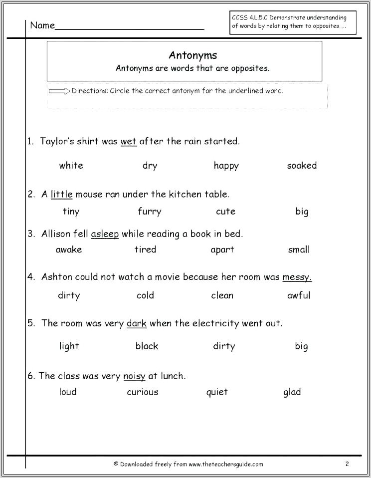 Multiple Meaning Words Worksheet For 8th Grade