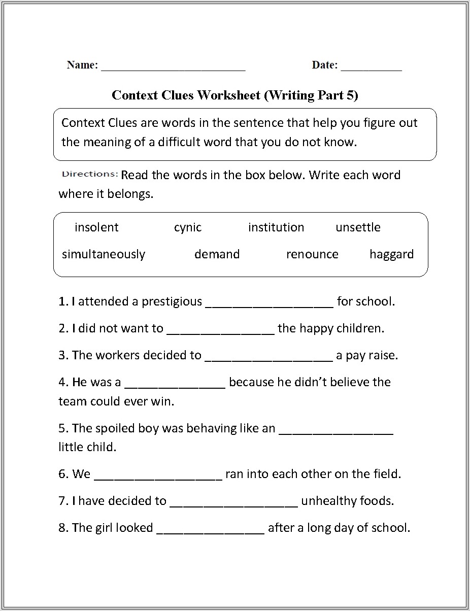 Multiple Meaning Words Worksheet With Answers