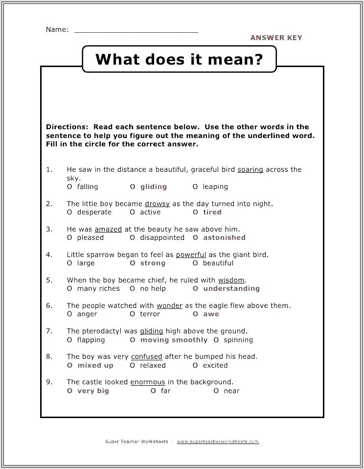 Multiple Meaning Words Worksheets 5th Grade