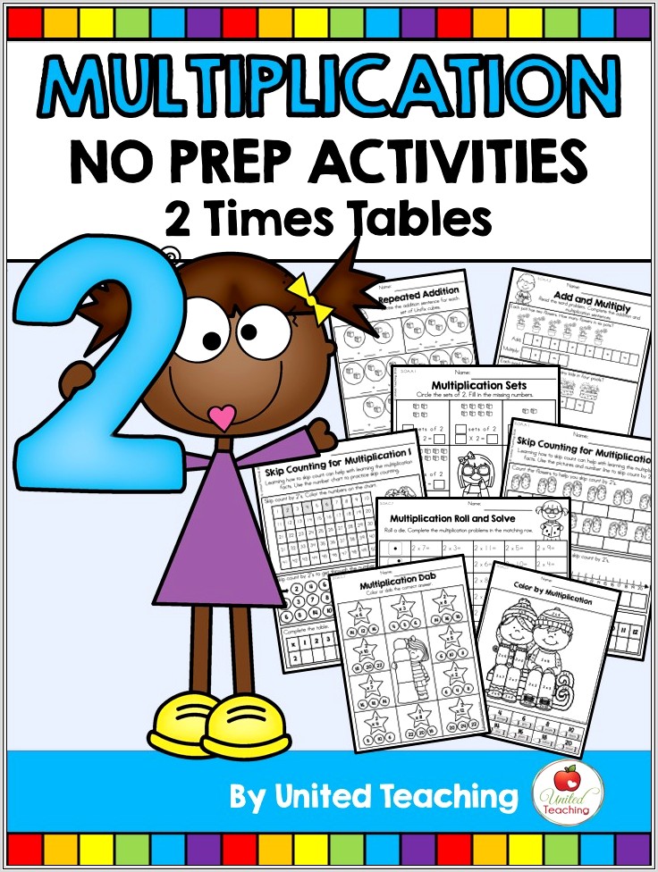 Multiplication Times 2 Facts Worksheets