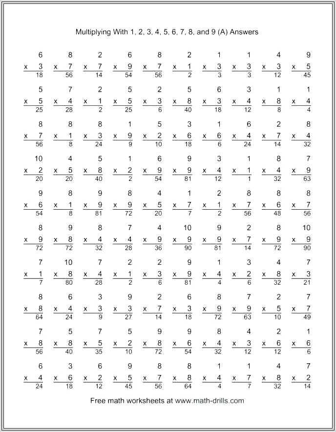 Multiplication Vertical Worksheets Common Core