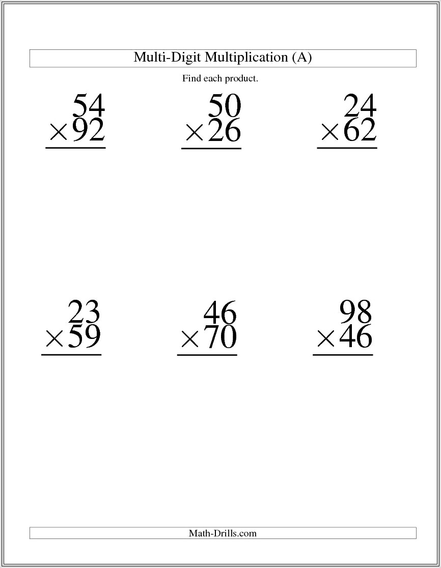 Multiplication Worksheet Double Digit