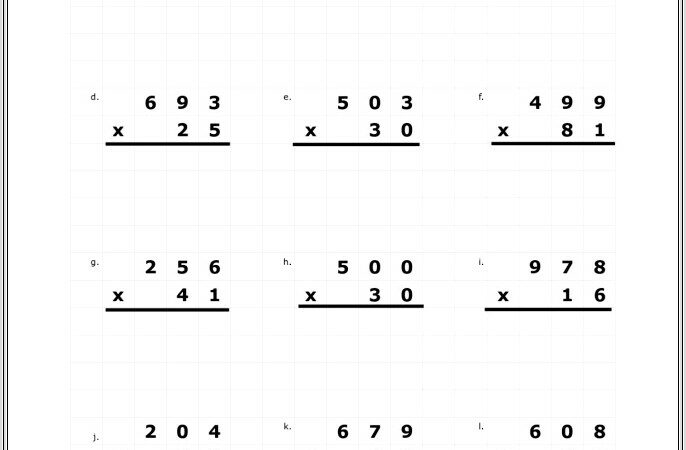 Multiplication Worksheet For 4th Grade