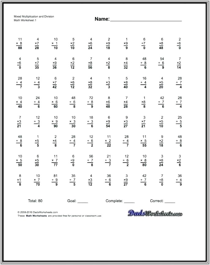 Multiplication Worksheet For Grade 4 Pdf