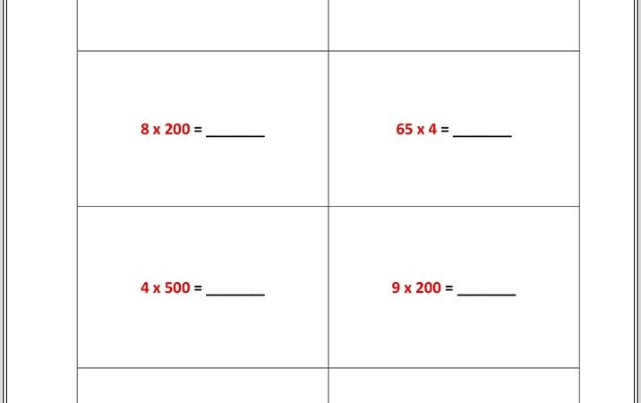 Multiplication Worksheet Grade 3